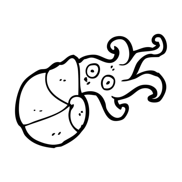 Nautilus-Tintenfisch-Karikatur — Stockvektor