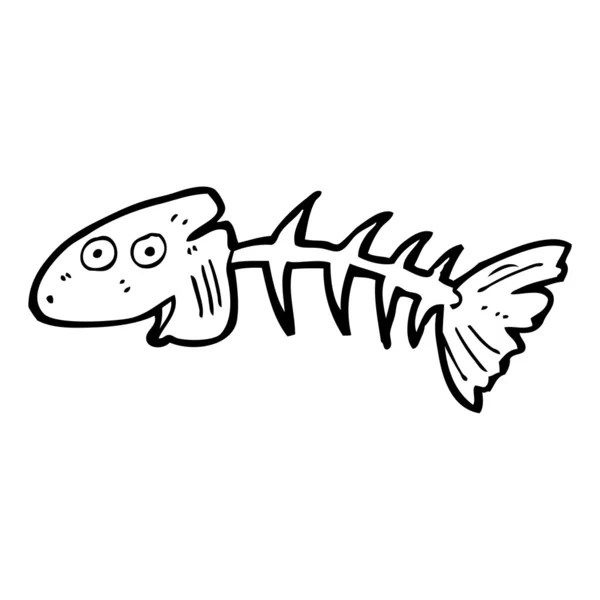 Vecchio pesce ossa cartone animato — Vettoriale Stock