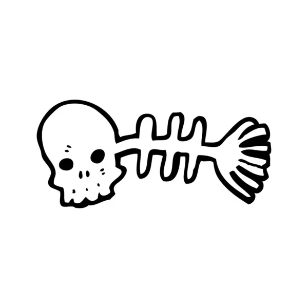 해골 물고기 해골 만화 — 스톡 벡터