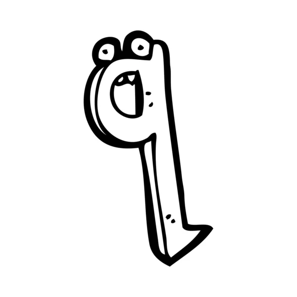 Drôle de lettre de dessin animé q — Image vectorielle
