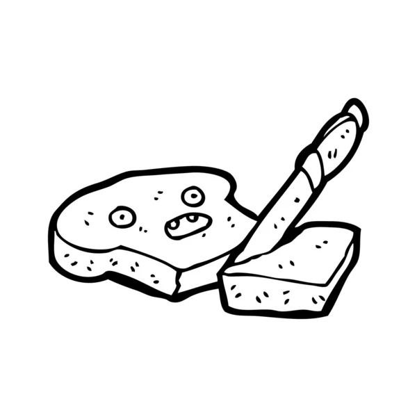 Crazy cartoon toast character being sliced — Stock Vector