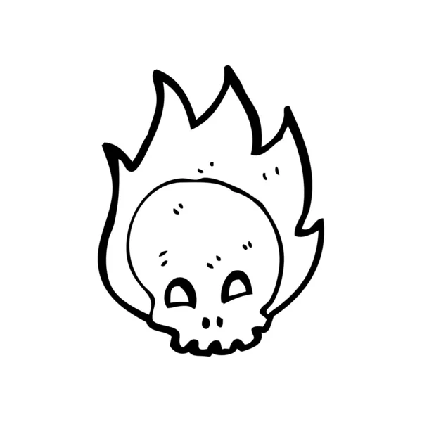 Flaming schedel cartoon — Stockvector
