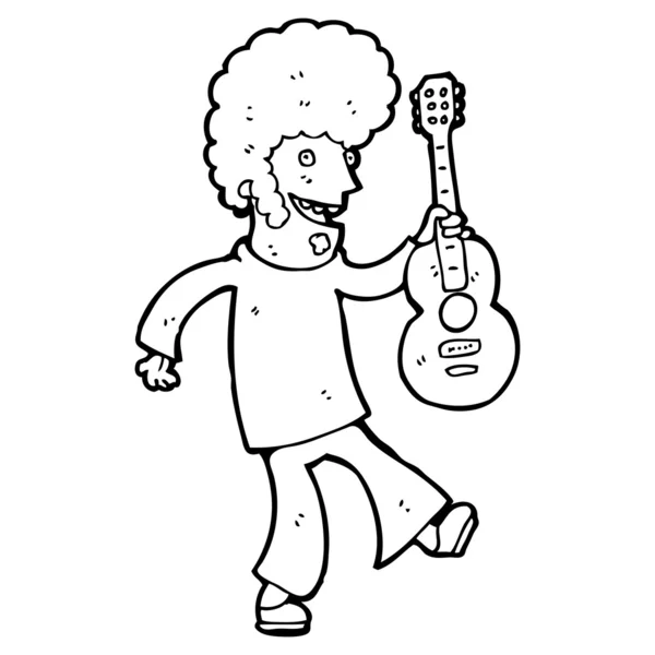 Músico com desenho animado de guitarra — Vetor de Stock