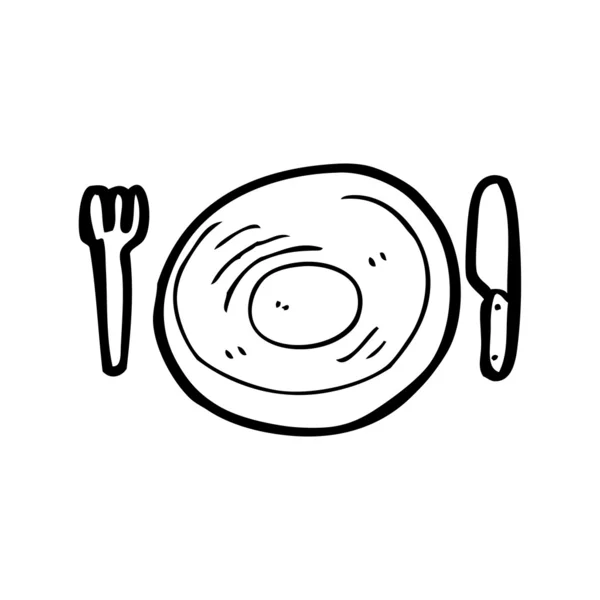 Knife, fork and plate cartoon — Stock Vector