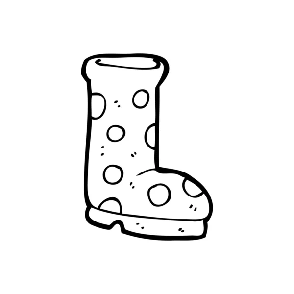 Polka dot wellington boot desenho animado — Vetor de Stock