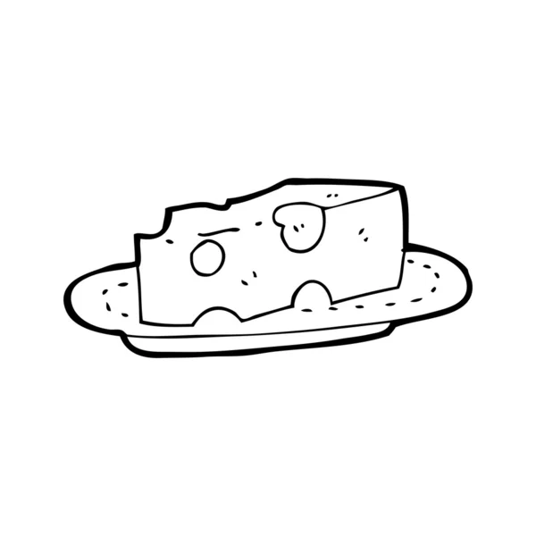 Cartoon fromage sur assiette — Image vectorielle