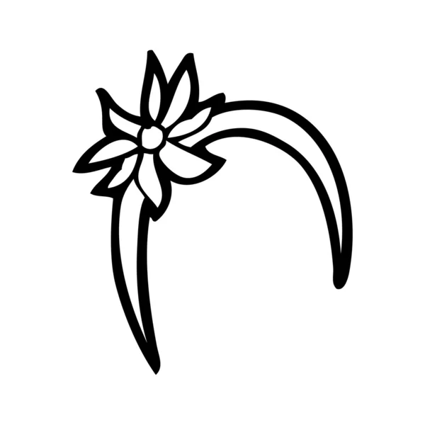 Květina černobílá karikatura — Stockový vektor