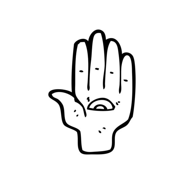 Mystic hand met oog cartoon — Stockvector