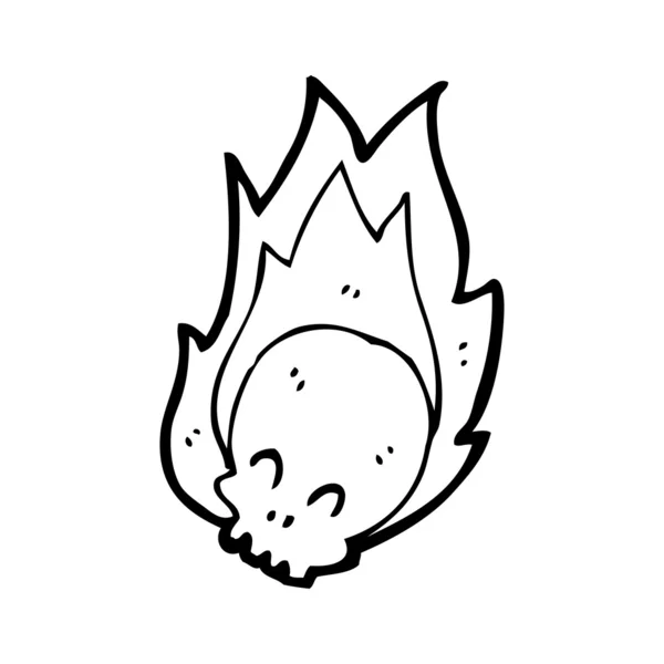 Flaming schedel cartoon — Stockvector