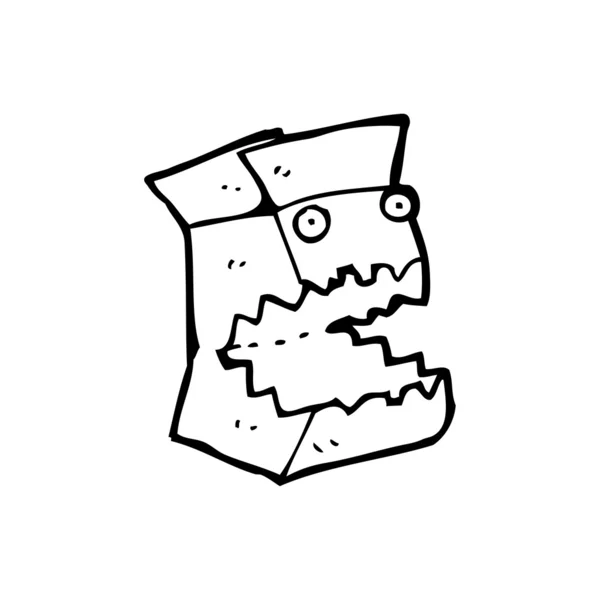 Caixa de papelão monstro desenhos animados — Vetor de Stock
