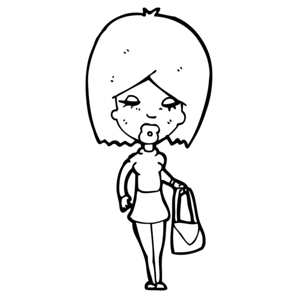 Woman with handbag cartoon — Stock Vector