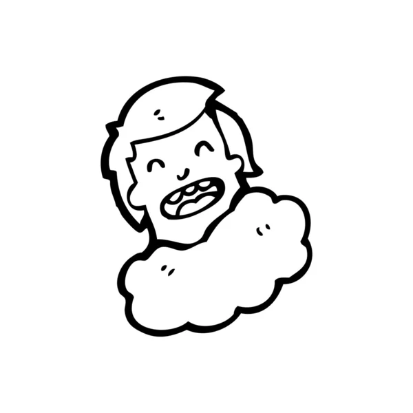 Cabeza feliz en la nube de dibujos animados — Vector de stock