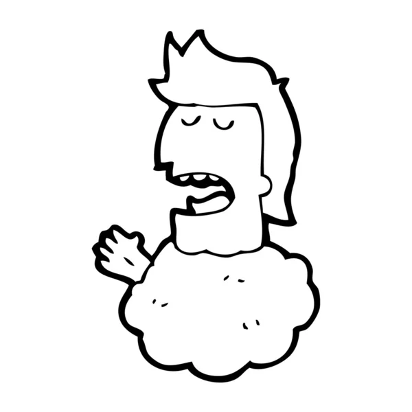 Muž s hlavou v oblacích kreslený — Stockový vektor