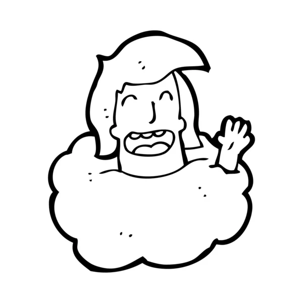 Gelukkig man in wolk cartoon — Stockvector