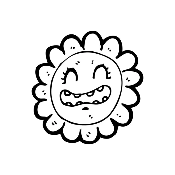 Glada solros ansikte cartoon — Stock vektor