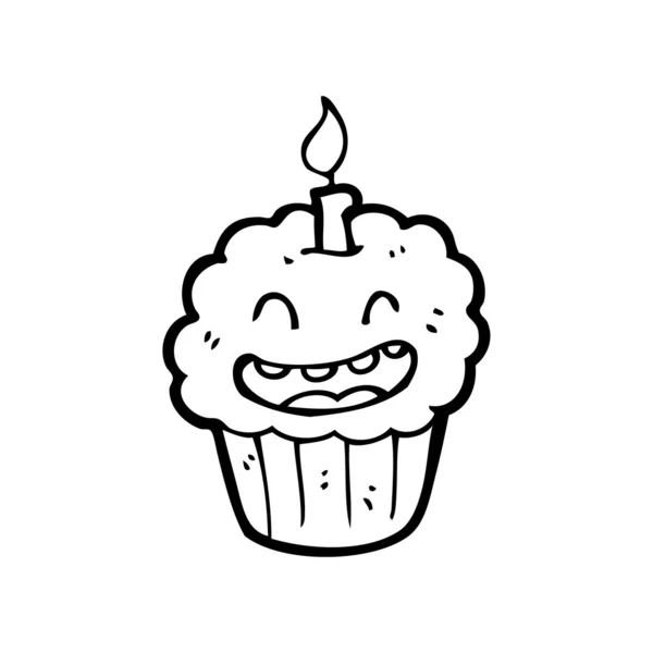 Nervous birthday cupcake cartoon — Stock Vector