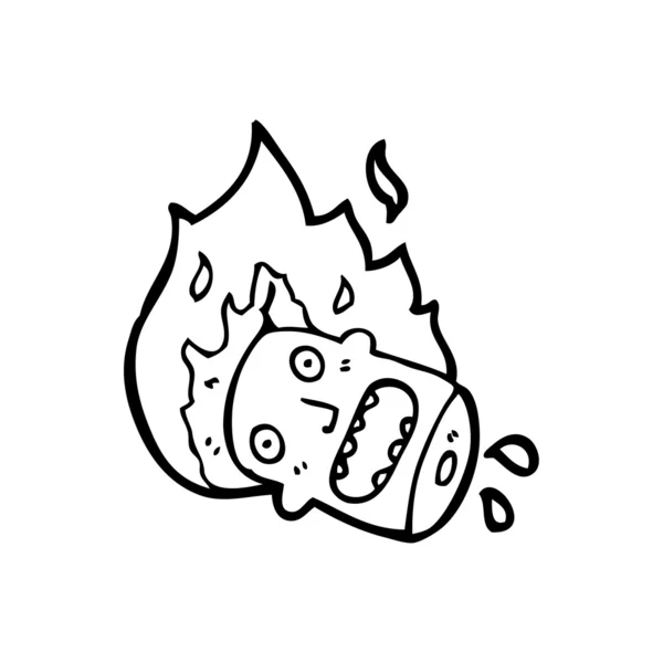 Desenhos animados cabeça ardente — Vetor de Stock