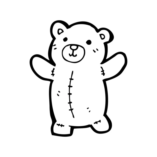 Parcheado viejo oso de dibujos animados — Vector de stock