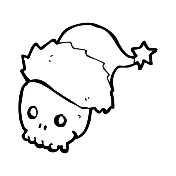 Skull in santa hat cartoon — Stock Vector