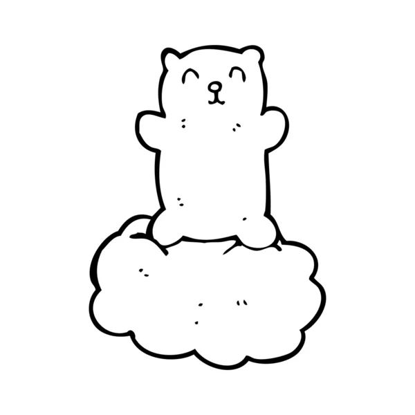 Orso galleggiante sul cartone animato nuvola — Vettoriale Stock