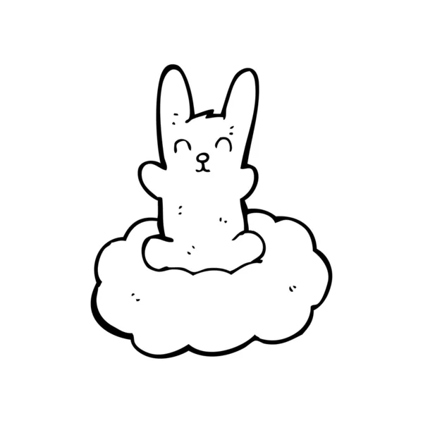 Konijn drijvend op cloud cartoon — Stockvector