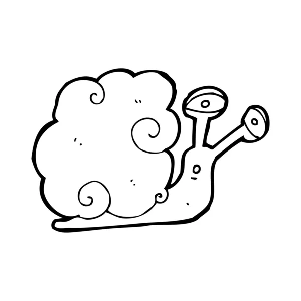 Schnecke mit Wolkenmuschelkarikatur — Stockvektor