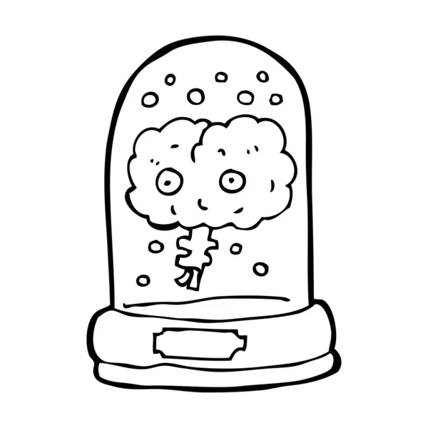 Brain in jar cartoon — Stock Vector