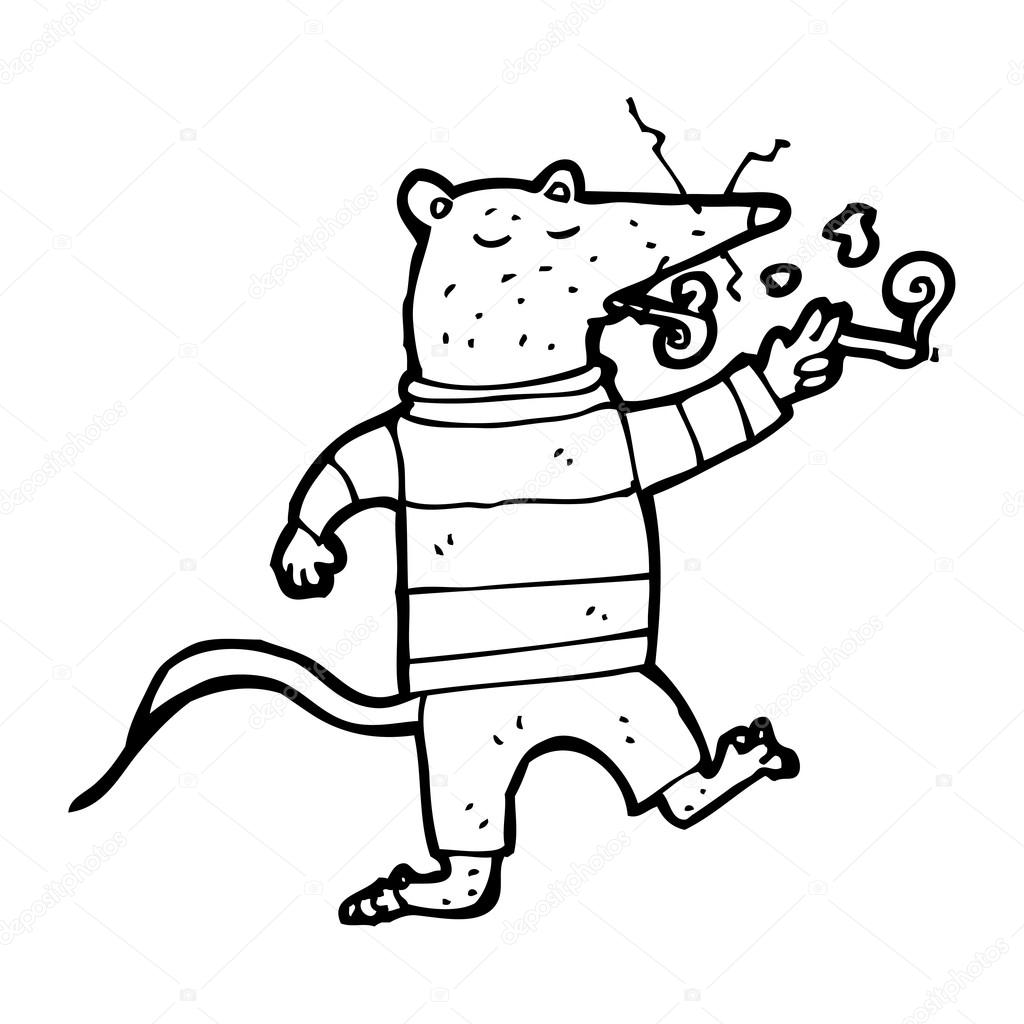 Fumer Rat Dessin Anime Image Vectorielle Par Lineartestpilot C Illustration 0749