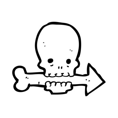 kafatası kemik ok yön işareti ağzında tutma