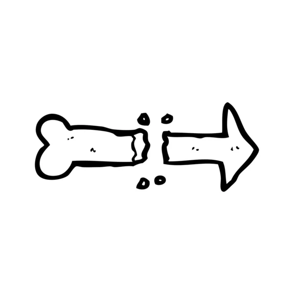 Broken bone cartoon arrow — Stock Vector