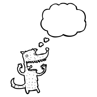 düşünce balonu ile heyecanlı kurt karikatür