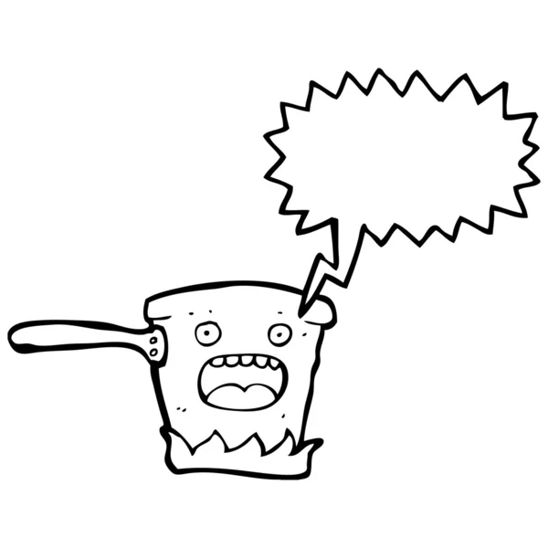 Cartoon bubbling saucepan character — Stock Vector