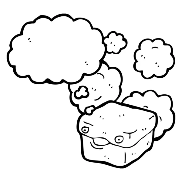 Caixa personagem de desenho animado com bolha de pensamento — Vetor de Stock