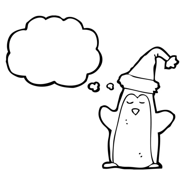 Pingvin xmas kalapban — Stock Vector