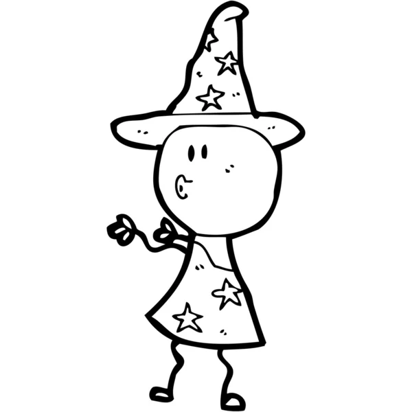 Magicien doodle dessin animé — Image vectorielle