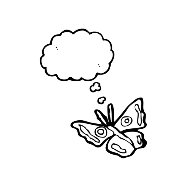 Mariposa con burbuja de pensamiento — Vector de stock