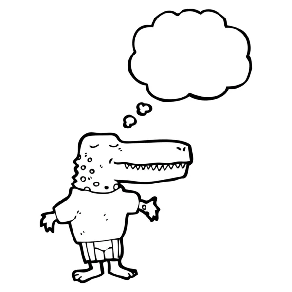Crocodilo com bolha de pensamento — Vetor de Stock