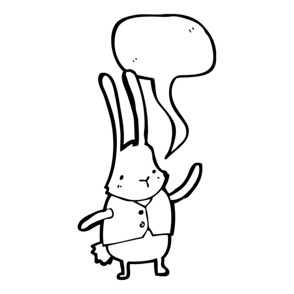与语音泡沫穿着背心的兔子 — 图库矢量图片
