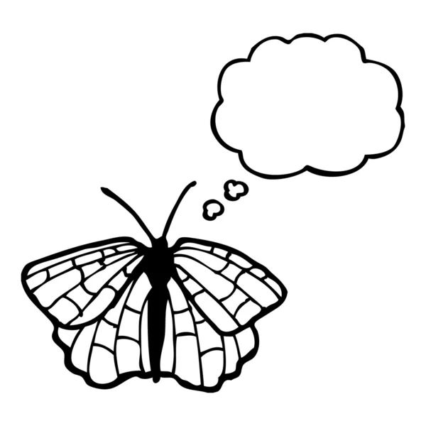 Mariposa con burbuja de pensamiento — Vector de stock