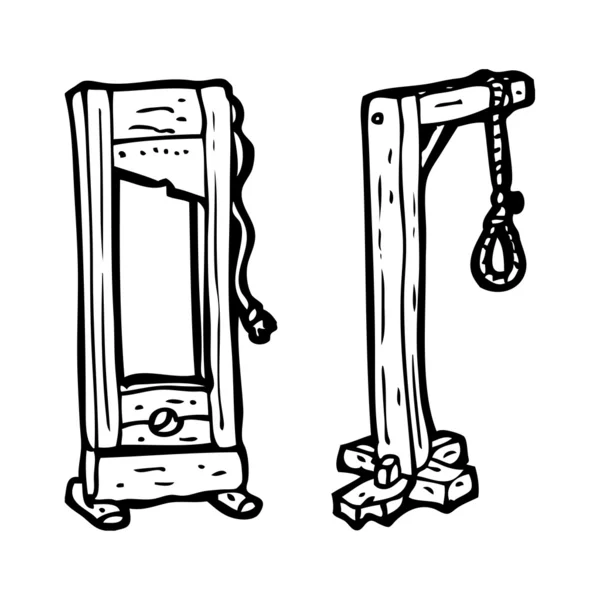 Guillotine and hangman's noose — Stock Vector