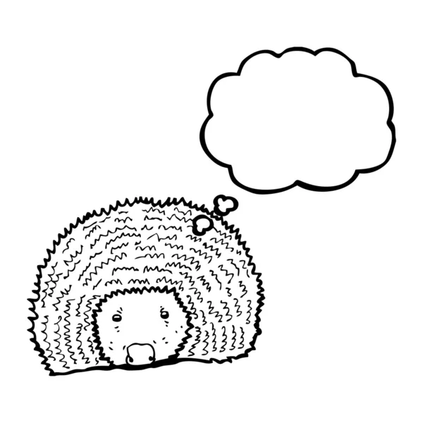 Hedgehog dengan gelembung pemikiran - Stok Vektor