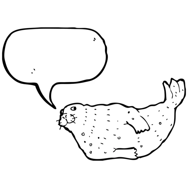 Seal with speech bubble cartoon — Stock Vector
