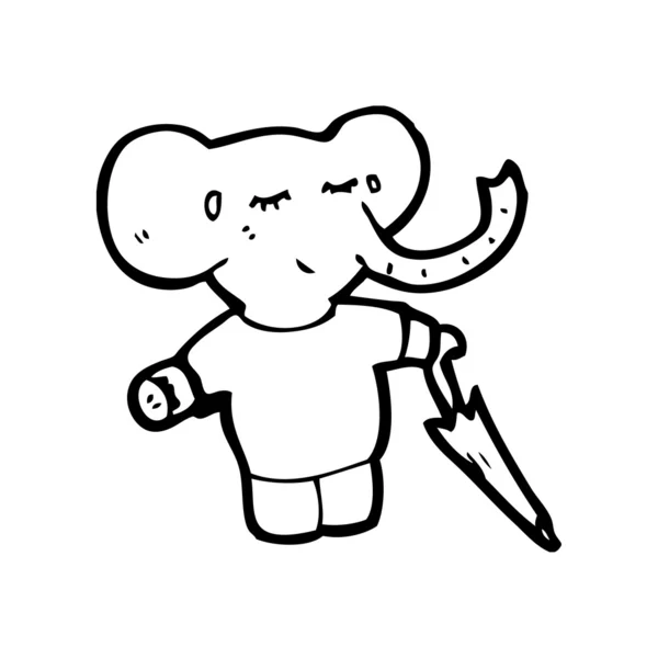 Elefante con paraguas — Vector de stock