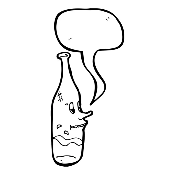 Botella de vino de dibujos animados con la cara — Vector de stock