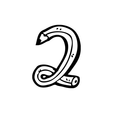 İki numara şeklinde karikatür kalem