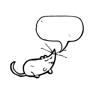 Konuşma baloncuklu çizgi film faresi