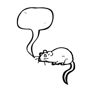 Konuşma baloncuklu çizgi film faresi