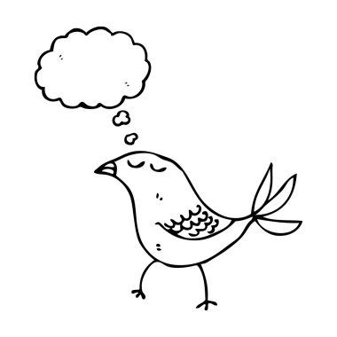 kuş doodle ile düşünce balonu