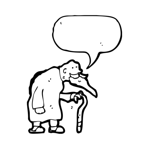 Alter Mann mit Spazierstock Karikatur — Stockvektor