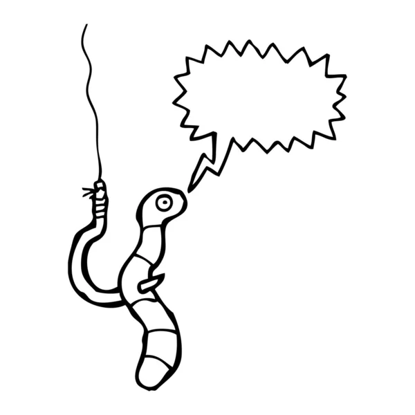 Cartoon worm on hook — Stock Vector